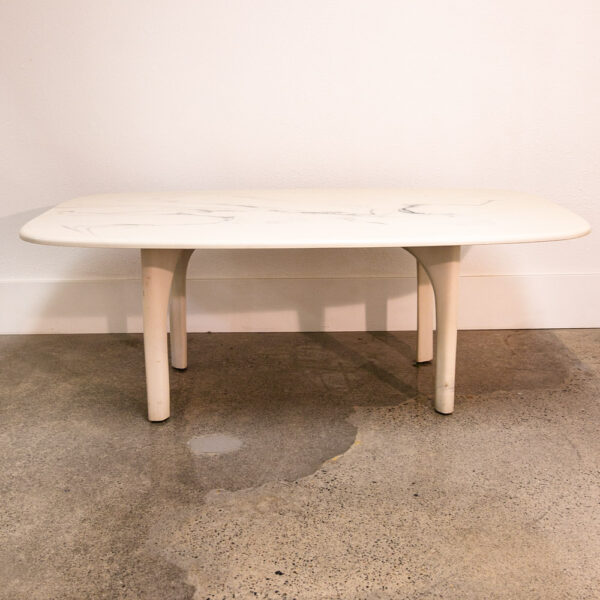 Mid Century Modern Coffee Table White Stone Marble Mcm Italy 2 Piece Vintage NM - Image 2