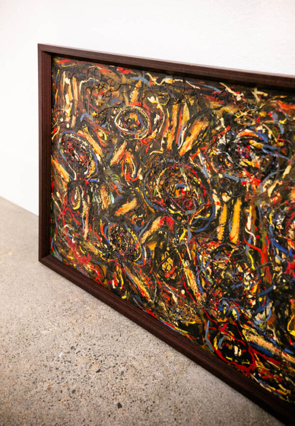 Mid Century Modern Art Original Abstract Expressionism Pollock Bright Colors Mcm - Image 8