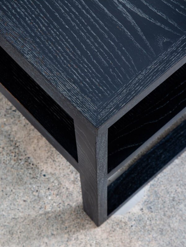 Mid Century Modern Side Tables Ebonized Oak Black Set 2 End Vintage Rectangular - Image 12