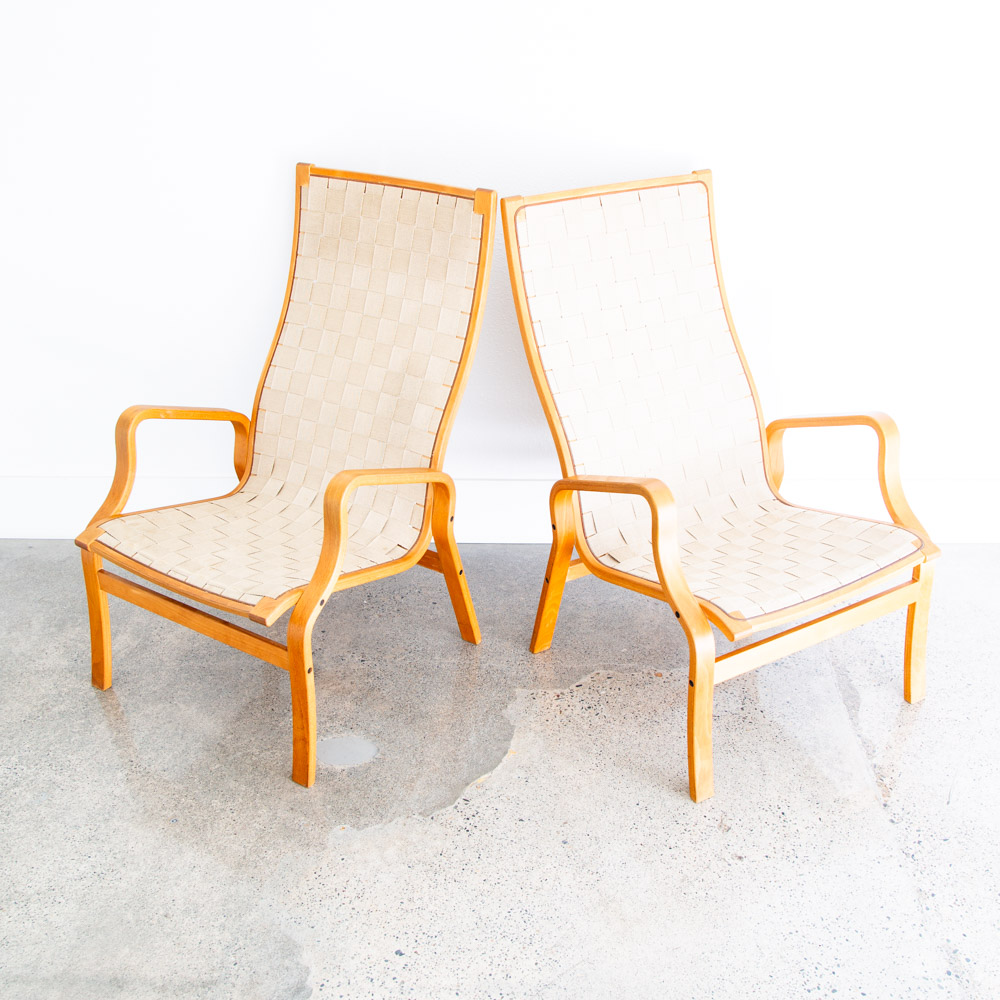 Mid Century Danish Modern Lounge Chair Set Armchair Cream Finn Ostergaard Pair - Image 4
