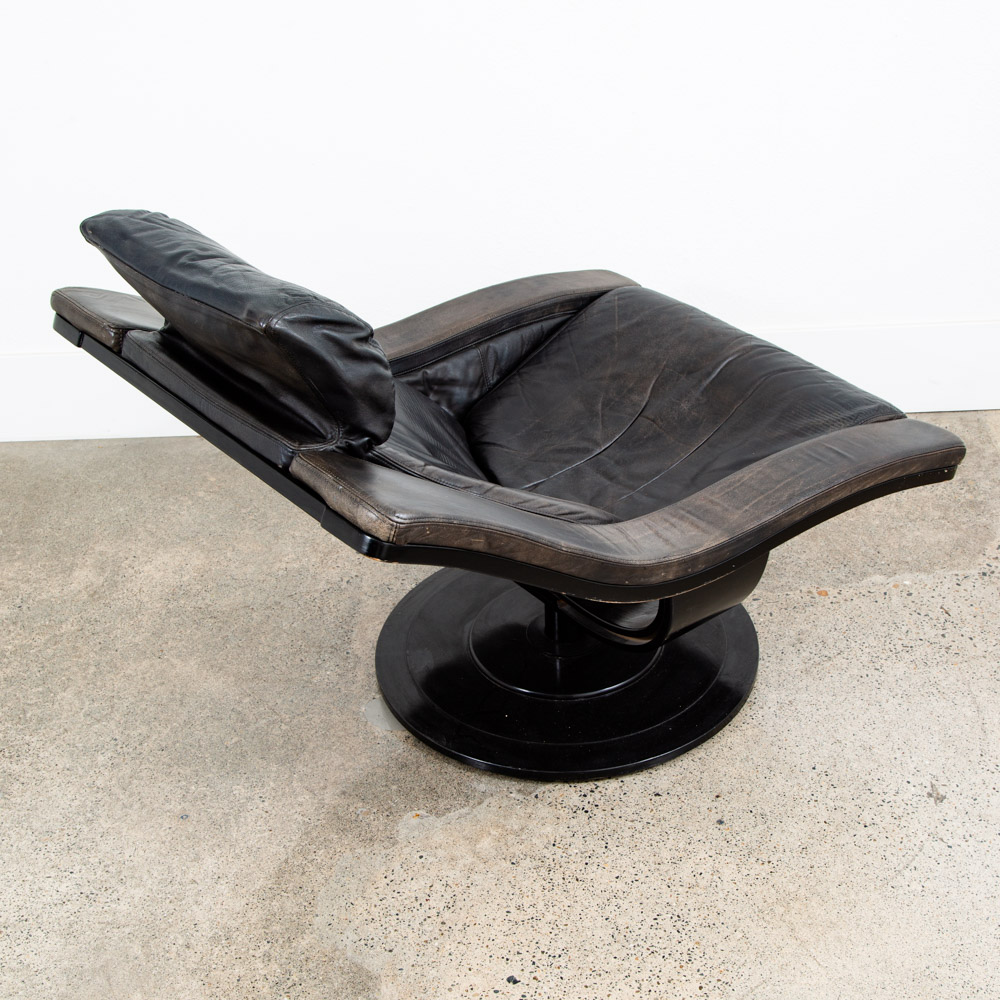 Mid Century Danish Modern Lounge Chair Black Swivel Sweden Nelo Swivel Space Age - Reserved for Erik - Image 7