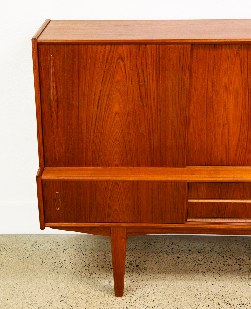 Mid Century Danish Modern Credenza Highboard Teak Sliding Doors Bar Mobler Mcm - Image 6