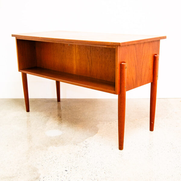 Mid Century Danish Modern Desk Executive Teak 6 Drawer Bookshelf Floating Lock - Image 4
