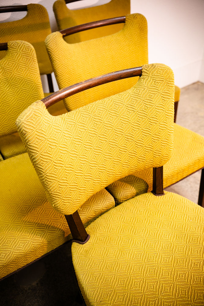 Mid Century Danish Modern Dining Chairs Set 6 Solid Wood Beech Yellow Textured - Image 10