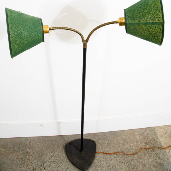 Mid Century Danish Modern Extending Floor Lamp Two Light Lamp Heads Shades Mcm - Image 5