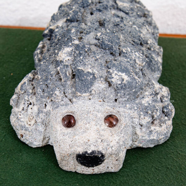 Mid Century Modern Sculpture Art Cement Door Stopper Poodle Dog Black and Gray - Image 3