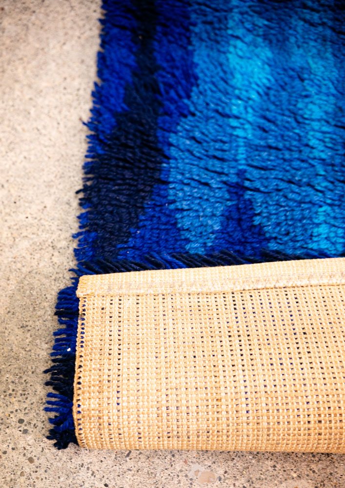 Mid Century Danish Modern Shag Rug Axminster Rya Abstract Blue Small 47 ...