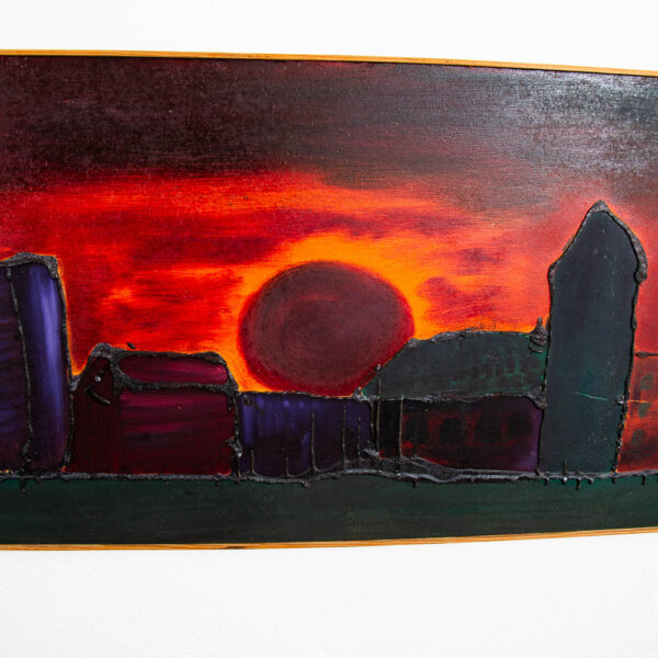 Mid Century Modern Original Art Surrealist Landscape Sun Set Painting Original - Image 12