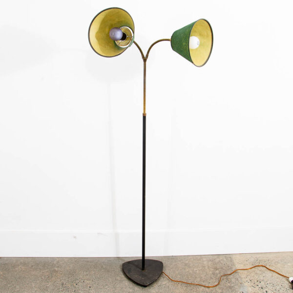 Mid Century Danish Modern Extending Floor Lamp Two Light Lamp Heads Shades Mcm