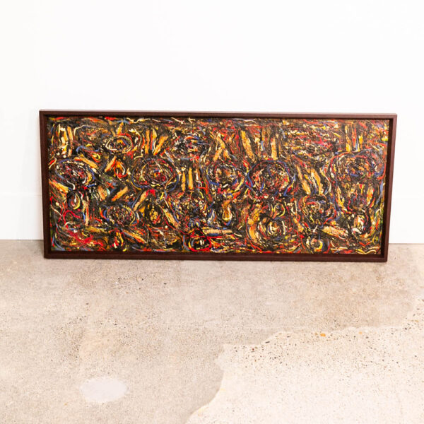 Mid Century Modern Art Original Abstract Expressionism Pollock Bright Colors Mcm