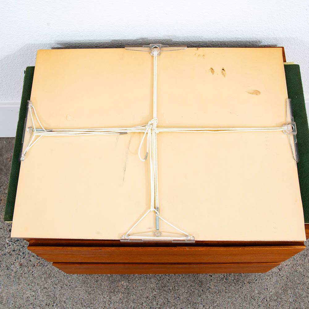 Mid Century Modern Framed Escher Style Negative Space Art Print Blue White 1978 - Image 3