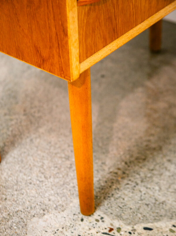 Mid Century Danish Modern Chest Drawers Dresser 3 drawer Oak Wood Denmark Blonde - Image 11