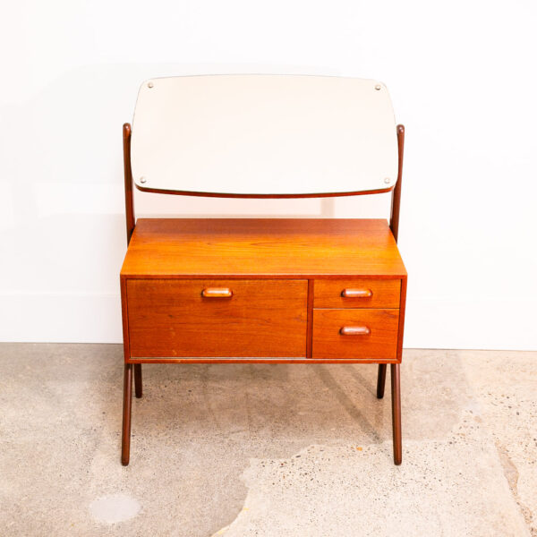 Mid Century Danish Modern Vanity Table Adjustable Mirror Teak Drawers Mcm Wood - Image 2