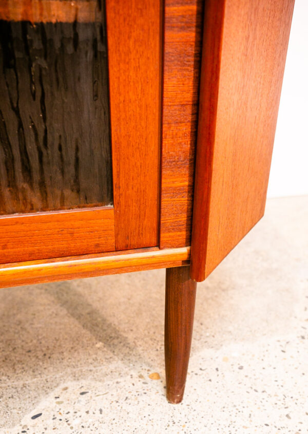 Mid Century Danish Modern Corner Cabinet Teak Wood Bar Denmark Glass Display Mcm - Image 9