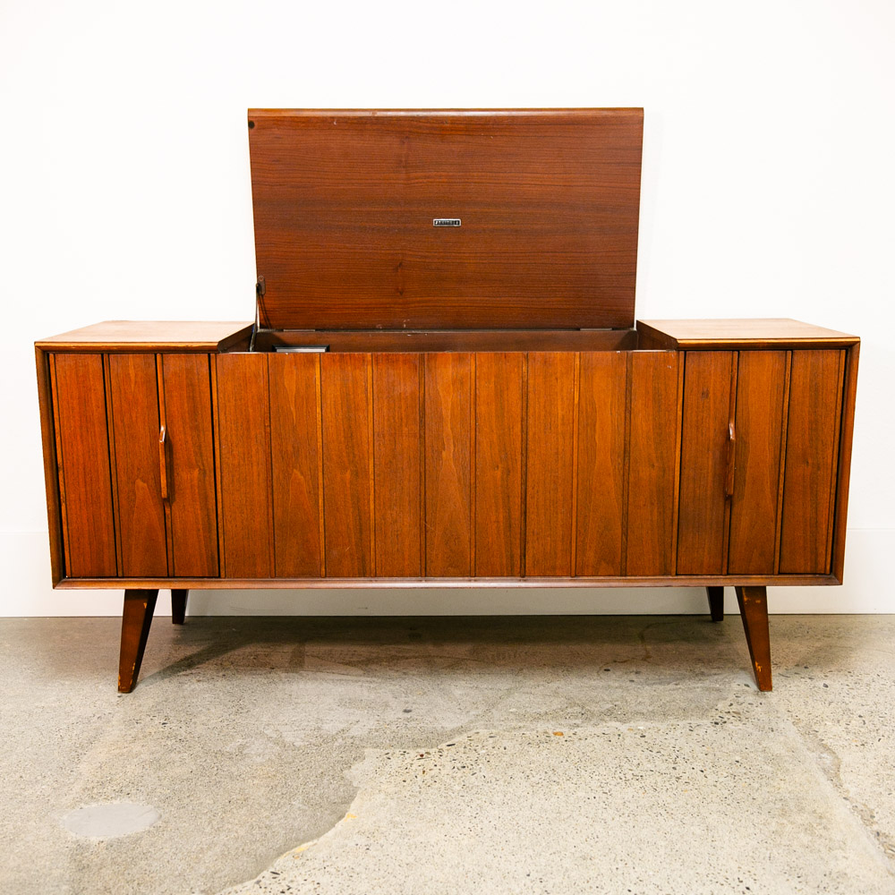 Mid Century Modern Credenza Stereo Console Record Player Zenith Hifi Radio Wood