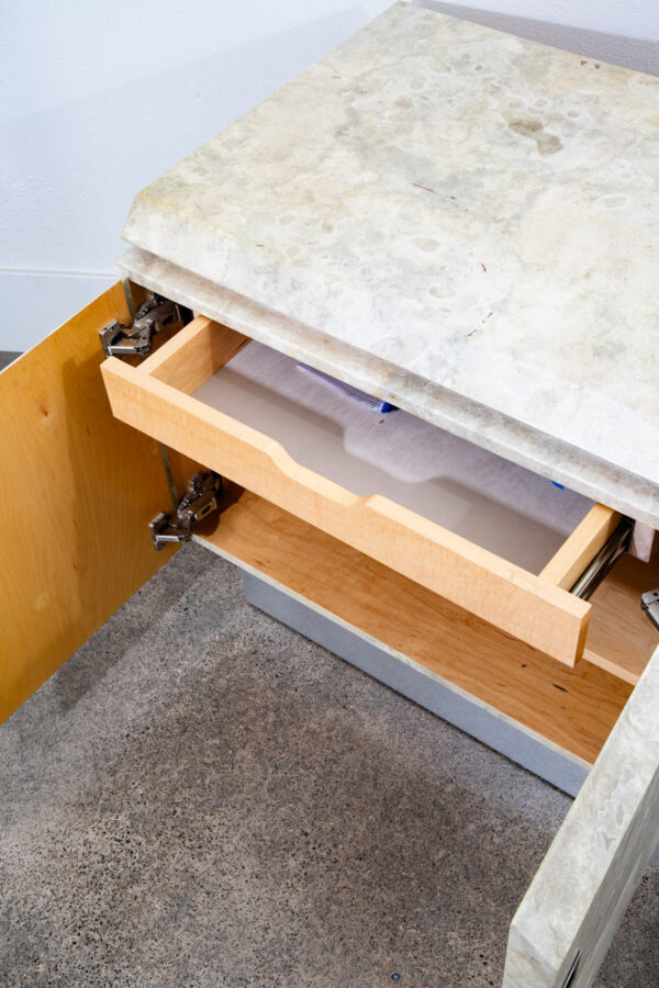 Mid Century Post Modern Nightstand End Side Table Custom Stone Marble Metal 1980 - Image 5