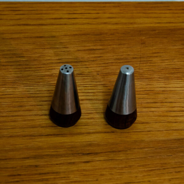 Mid Century Danish modern Salt Pepper Shaker Set Sugar, Spoon, & Rosewood Tray - Image 5