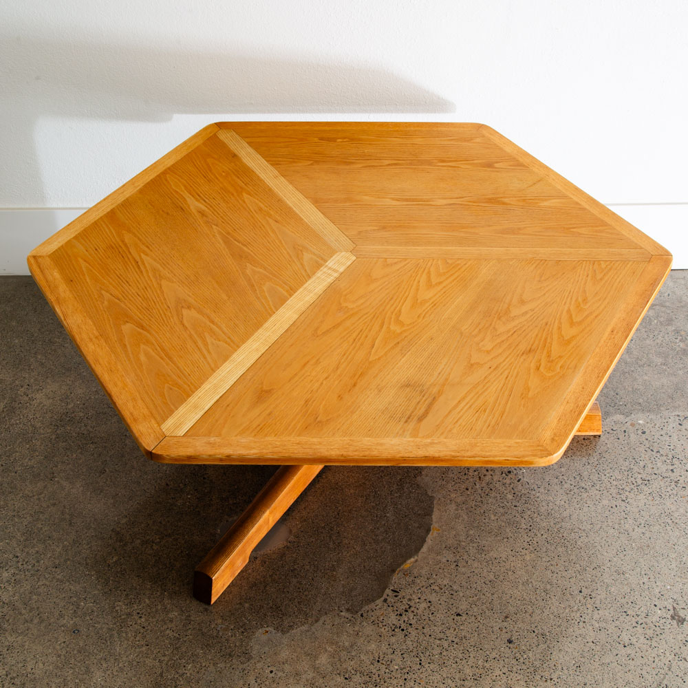 Mid Century Danish Modern Coffee Table Solid White Oak Vintage Hexagon Geometric - Image 10