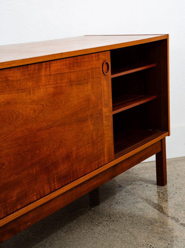 Mid Century Danish Modern Credenza Sideboard Sliding Doors Teak Drawers Denmark - Image 6