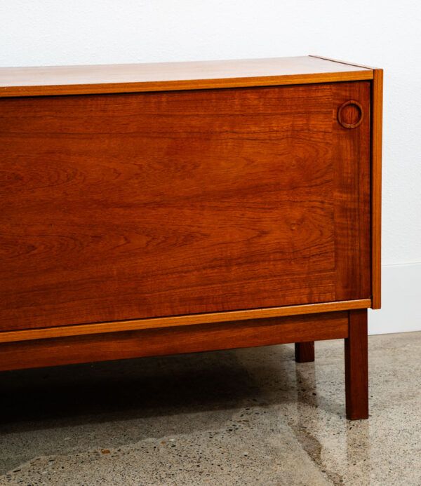 Mid Century Danish Modern Credenza Sideboard Sliding Doors Teak Drawers Denmark - Image 11