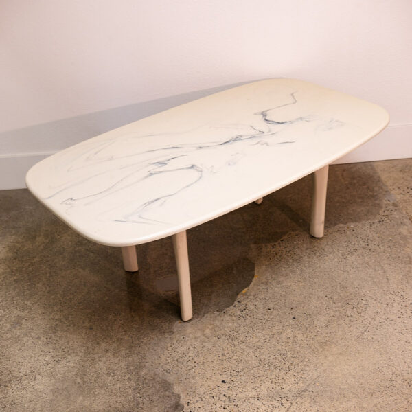 Mid Century Modern Coffee Table White Stone Marble Mcm Italy 2 Piece Vintage NM