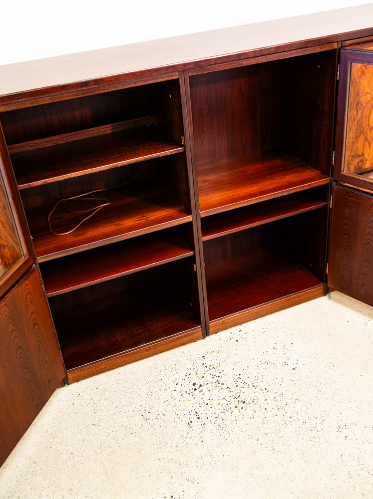 Mid Century Danish Modern Credenza Hutch Cabinet Glass Display Rosewood Modular - Image 11