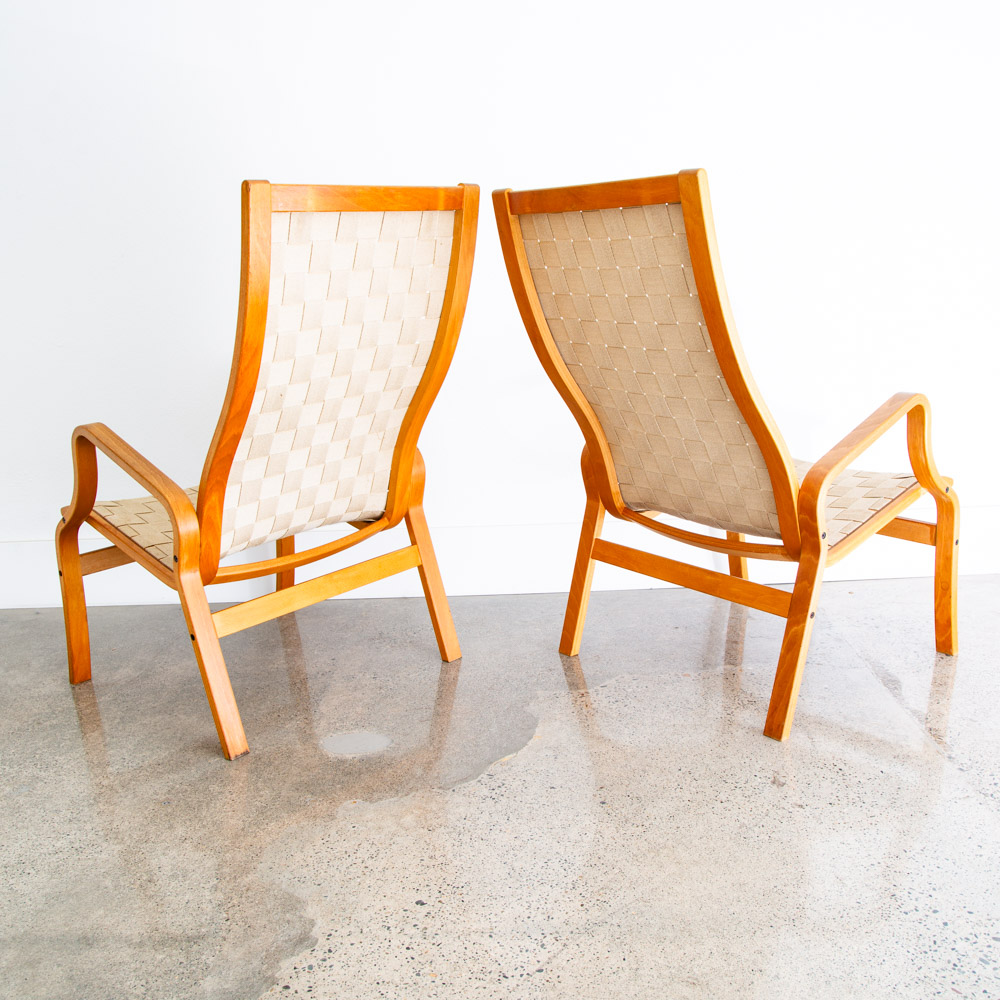 Mid Century Danish Modern Lounge Chair Set Armchair Cream Finn Ostergaard Pair - Image 11