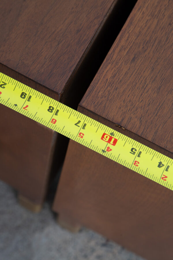 Mid Century Modern Nightstands End Side Table Drawer Walnut Vintage Drexel Brass - Image 9