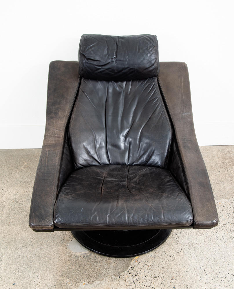 Mid Century Danish Modern Lounge Chair Black Swivel Sweden Nelo Swivel Space Age - Reserved for Erik - Image 4