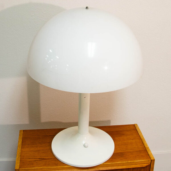 Mid Century Modern Table Lamp White Dome Mushroom Desk Light Mcm Danish Design - Image 3