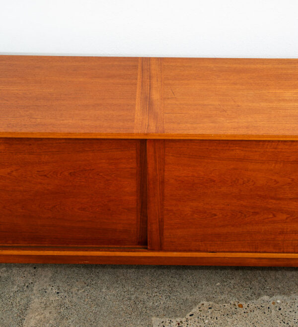 Mid Century Danish Modern Credenza Sideboard Sliding Doors Teak Drawers Denmark - Image 7