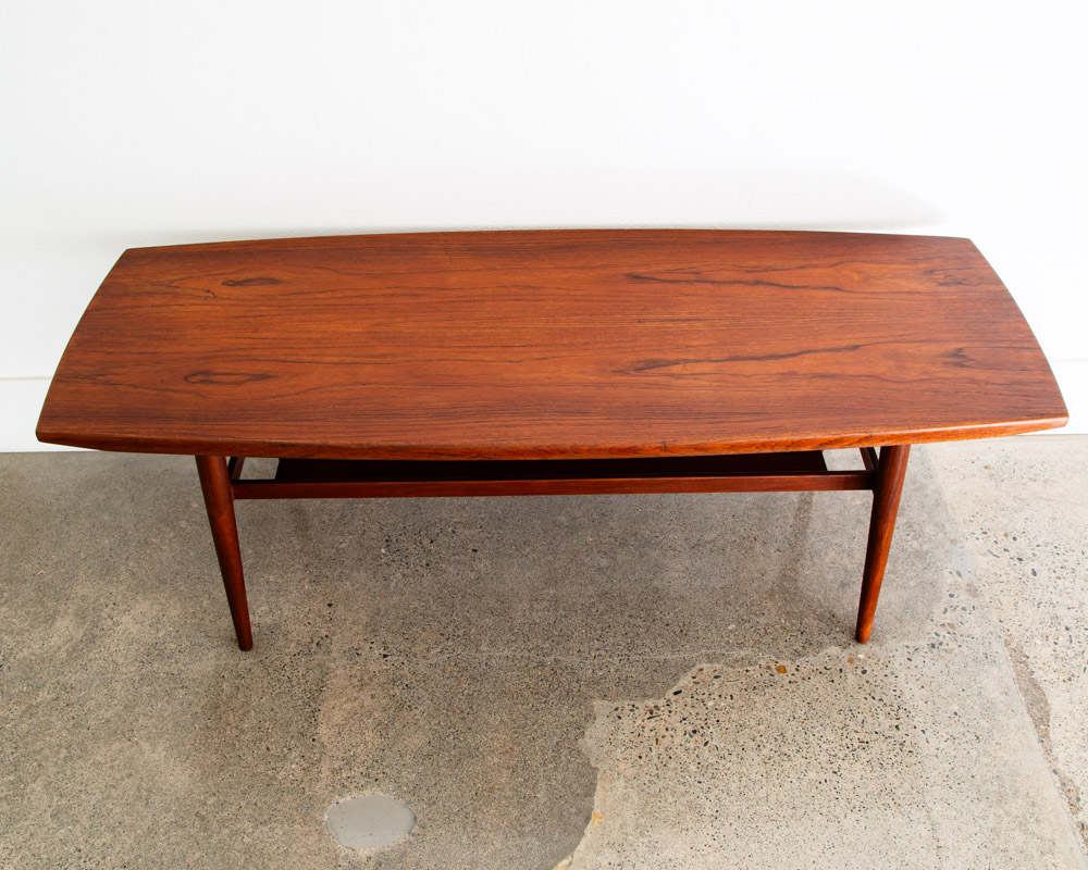 Mid Century Danish Modern Coffee Table Solid Teak Denmark Surfboard Shelf Mcm M - Image 11