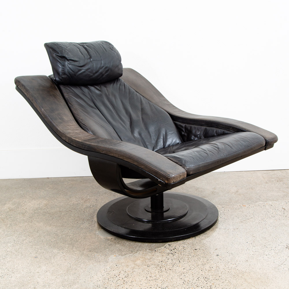 Mid Century Danish Modern Lounge Chair Black Swivel Sweden Nelo Swivel Space Age - Reserved for Erik