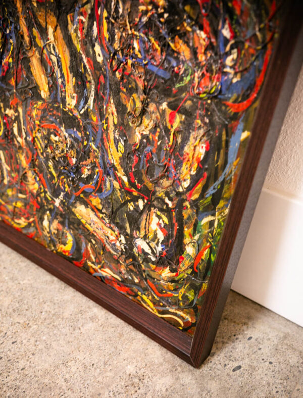 Mid Century Modern Art Original Abstract Expressionism Pollock Bright Colors Mcm - Image 6