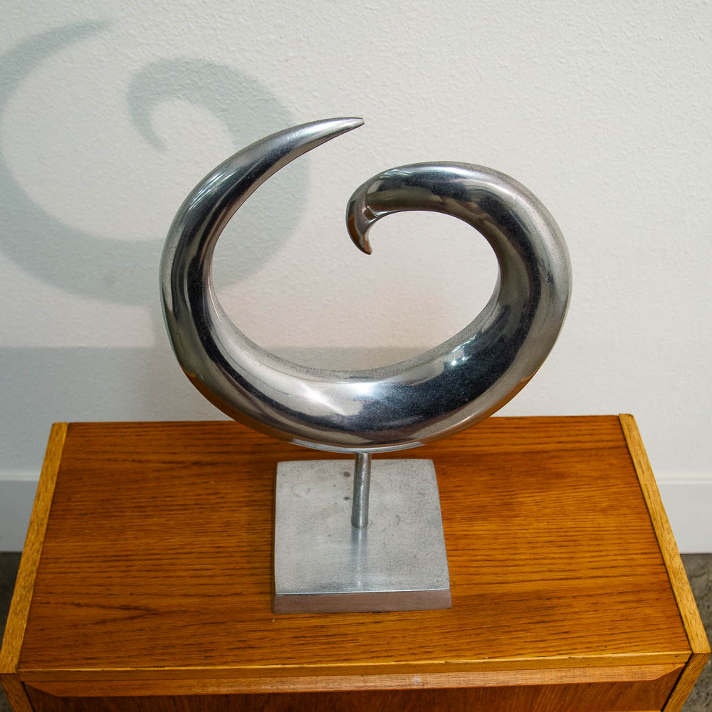 Mid Century Modern Sculpture Kinetic Abstracted Art Aluminum Metal Sculpture Mcm - Image 9