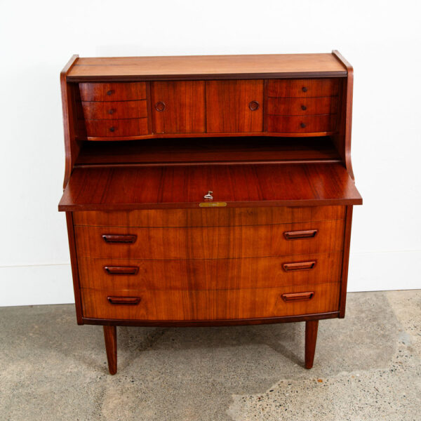 Mid Century Danish Modern Secretary Desk Bureau Denmark Teak Drawer PMJ Mcm - Image 2