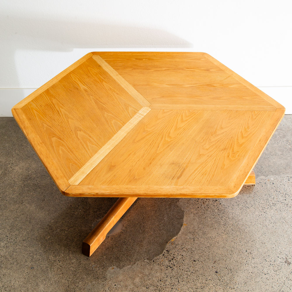 Mid Century Danish Modern Coffee Table Solid White Oak Vintage Hexagon Geometric - Image 4