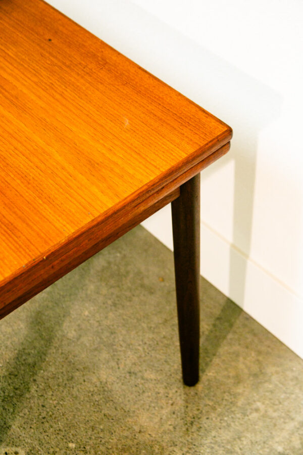 Mid Century Danish Modern Dining Table Teak Square Denmark Extension Leaf x2 Mcm - Image 9