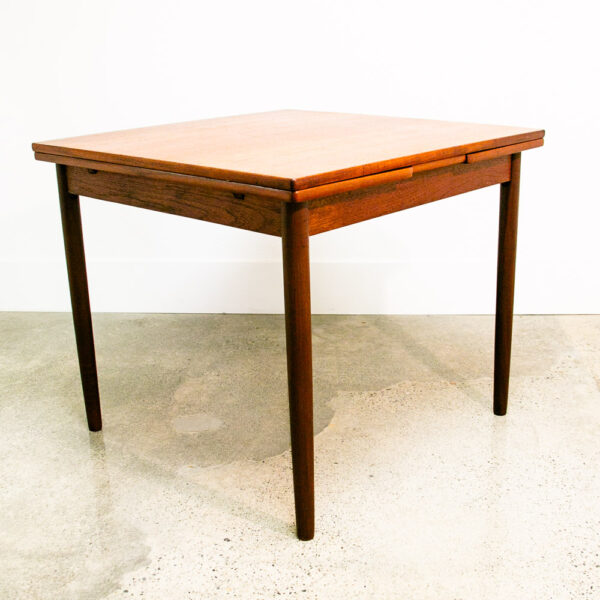 Mid Century Danish Modern Dining Table Teak Square Denmark Extension Leaf x2 Mcm - Image 4