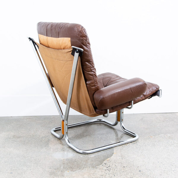 Mid Century Danish Modern Lounge Chair Brown Leather Ingmar Relling Westnofa Arm - Image 3