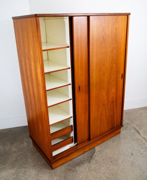Mid Century Danish Closet Cabinet Armoire Teak Credenza Wardrobe Dyrlund Doors - Image 11