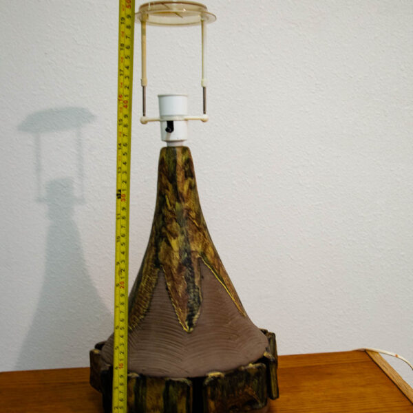 Mid Century Modern Ceramic Table Lamp Gold and Brown Vintage Danish Lamp Shade - Image 8