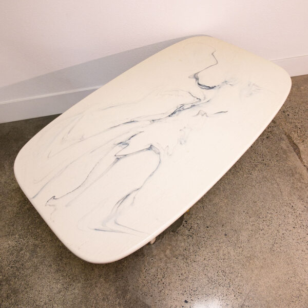 Mid Century Modern Coffee Table White Stone Marble Mcm Italy 2 Piece Vintage NM - Image 6