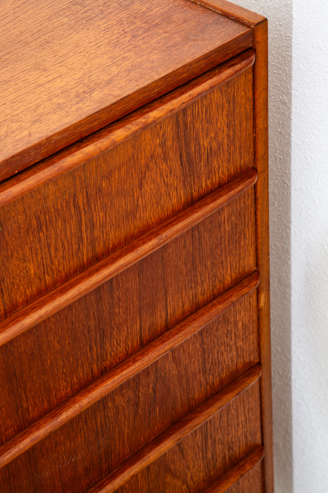 Mid Century Danish Modern Dresser Highboy 6 Drawer Teak Denmark Locking Compact - Image 8