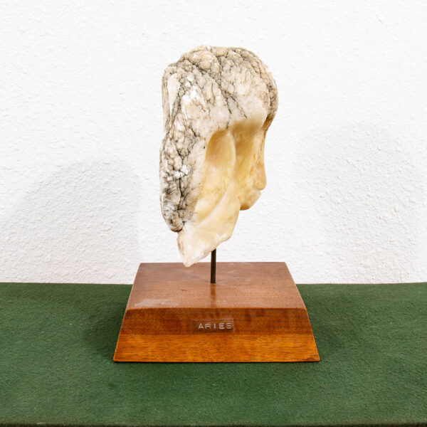 Mid Century Modern Stone Sculpture Ram Martha G Huey Aries Statue Carved Marble - Image 4