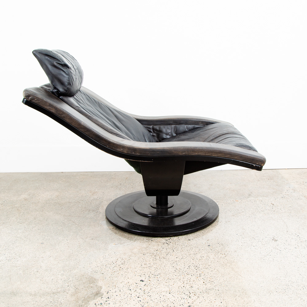 Mid Century Danish Modern Lounge Chair Black Swivel Sweden Nelo Swivel Space Age - Reserved for Erik - Image 2