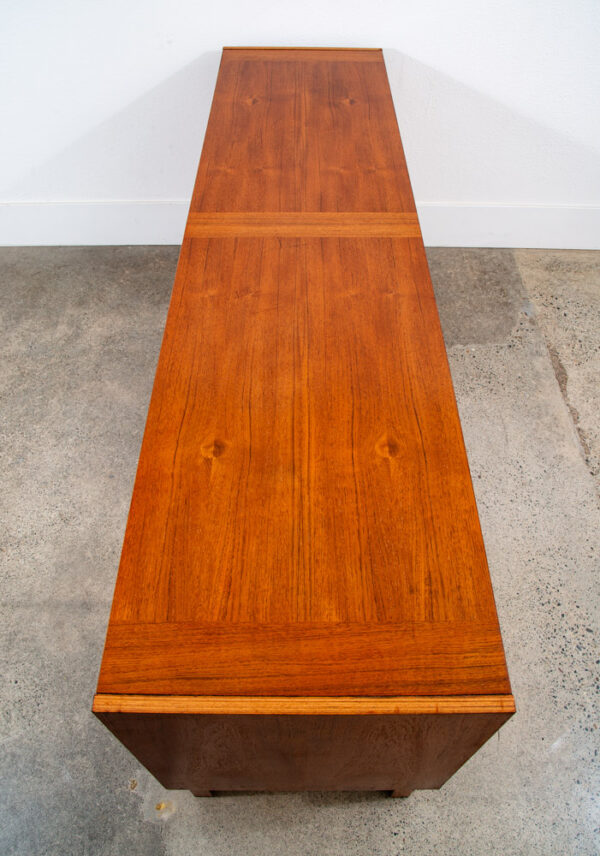 Mid Century Danish Modern Credenza Sideboard Sliding Doors Teak Drawers Denmark - Image 4