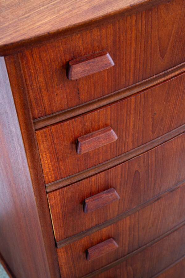 Mid Century Danish Modern Highboy Dresser 6 Drawer Teak Handles Denmark Locking - Image 10