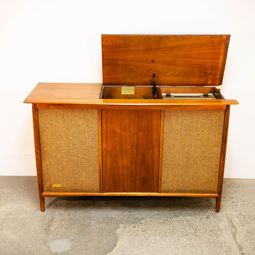 Mid Century Modern Credenza Stereo Console Voice of Music Walnut Record Player - Image 7