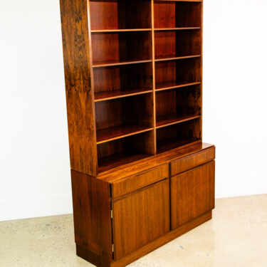 Mid Century Danish Modern Bookshelf Cabinet Brazilian Rosewood Doors Omann Jun 1